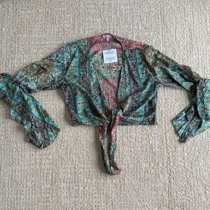 Cienna Floral Bohemian Tie-Front Top